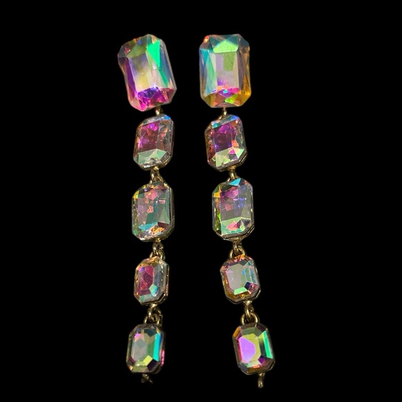 Gift with purchase Long Dangling Crystal Earrings - vintage 80’s - Picture 5 of 9